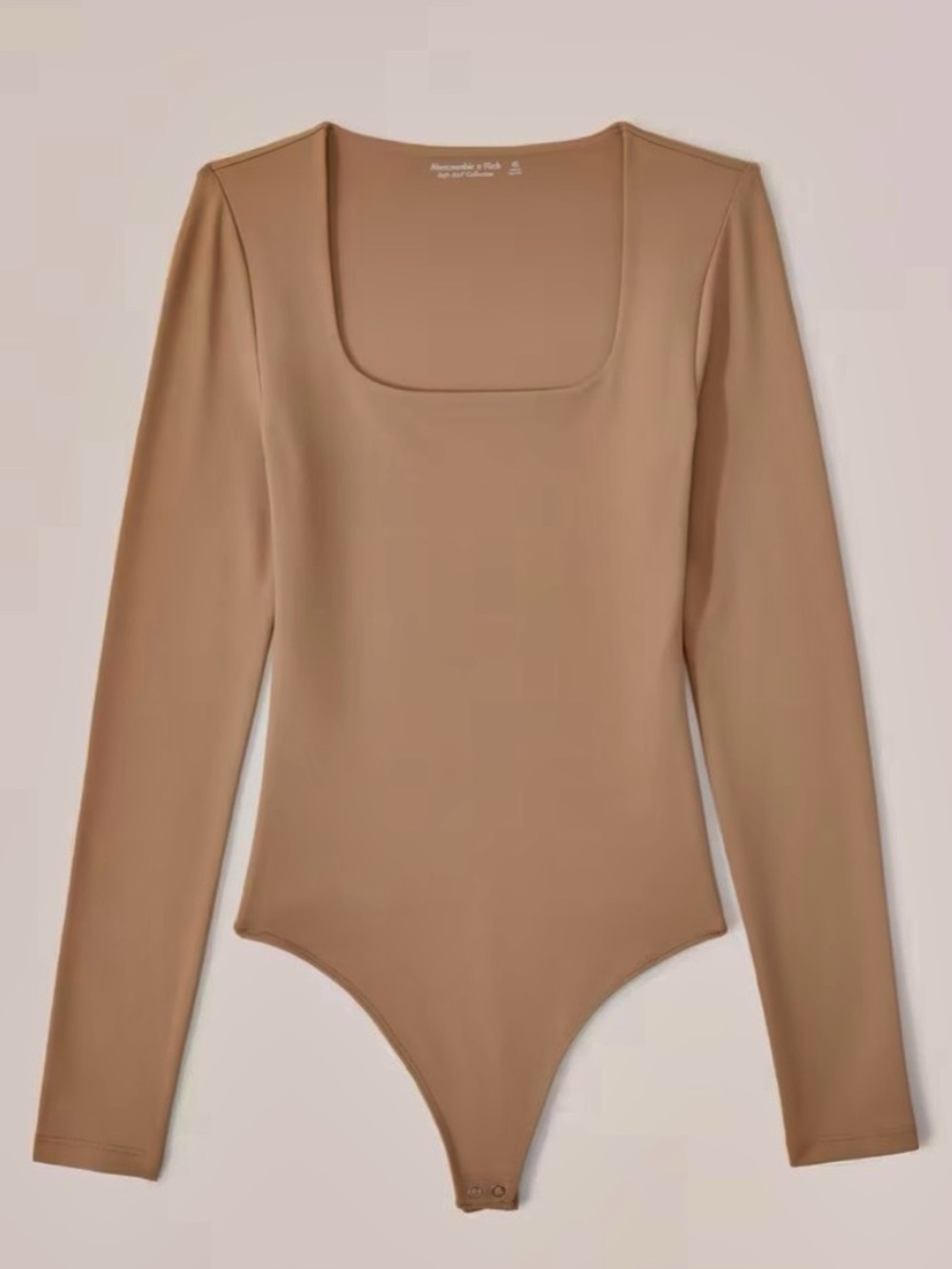 Abercrombie + Fitch Soft Long-Sleeve Cotton Seamless Fabric Squareneck Bodysuit